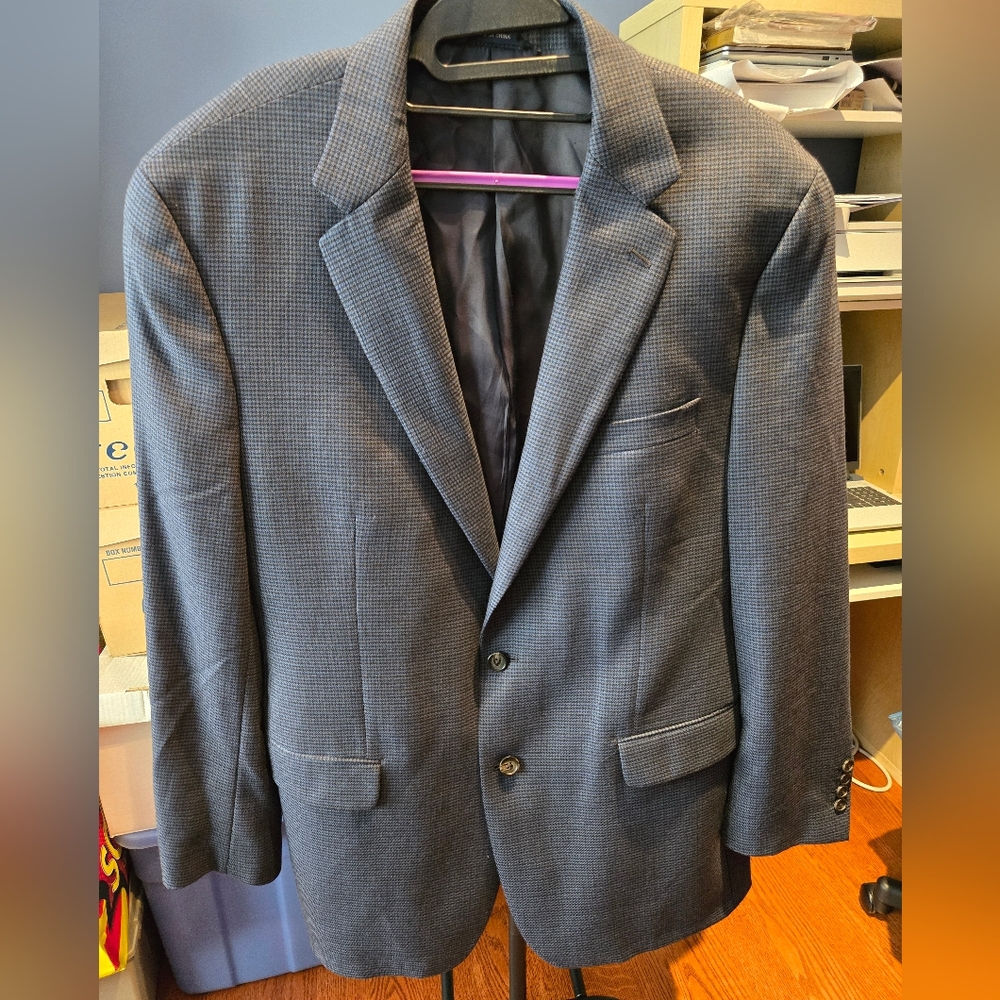 Ralph by Ralph Lauren Navy Blue Wool Houndstooth Men's Blazer